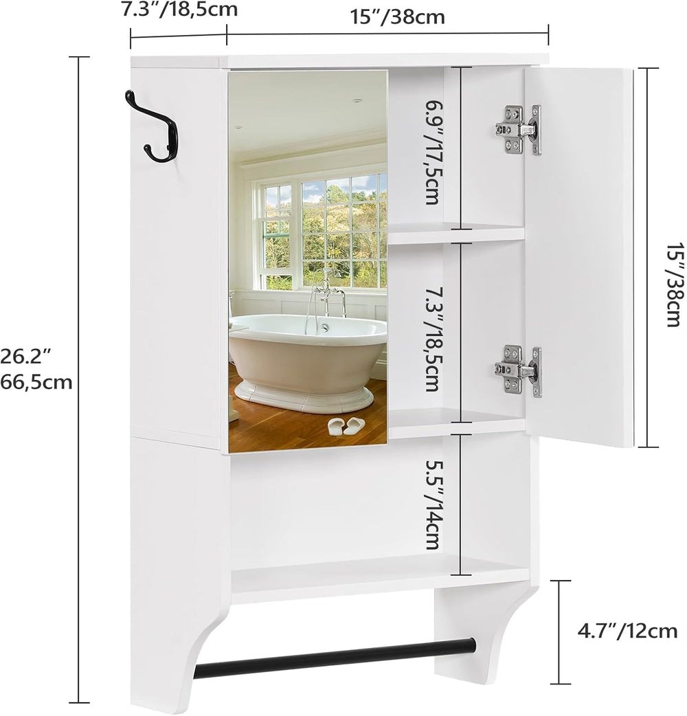 MAHANCRIS Bathroom Wall Cabinet with Mirror, Medicine Cabinet with 2 Door and...