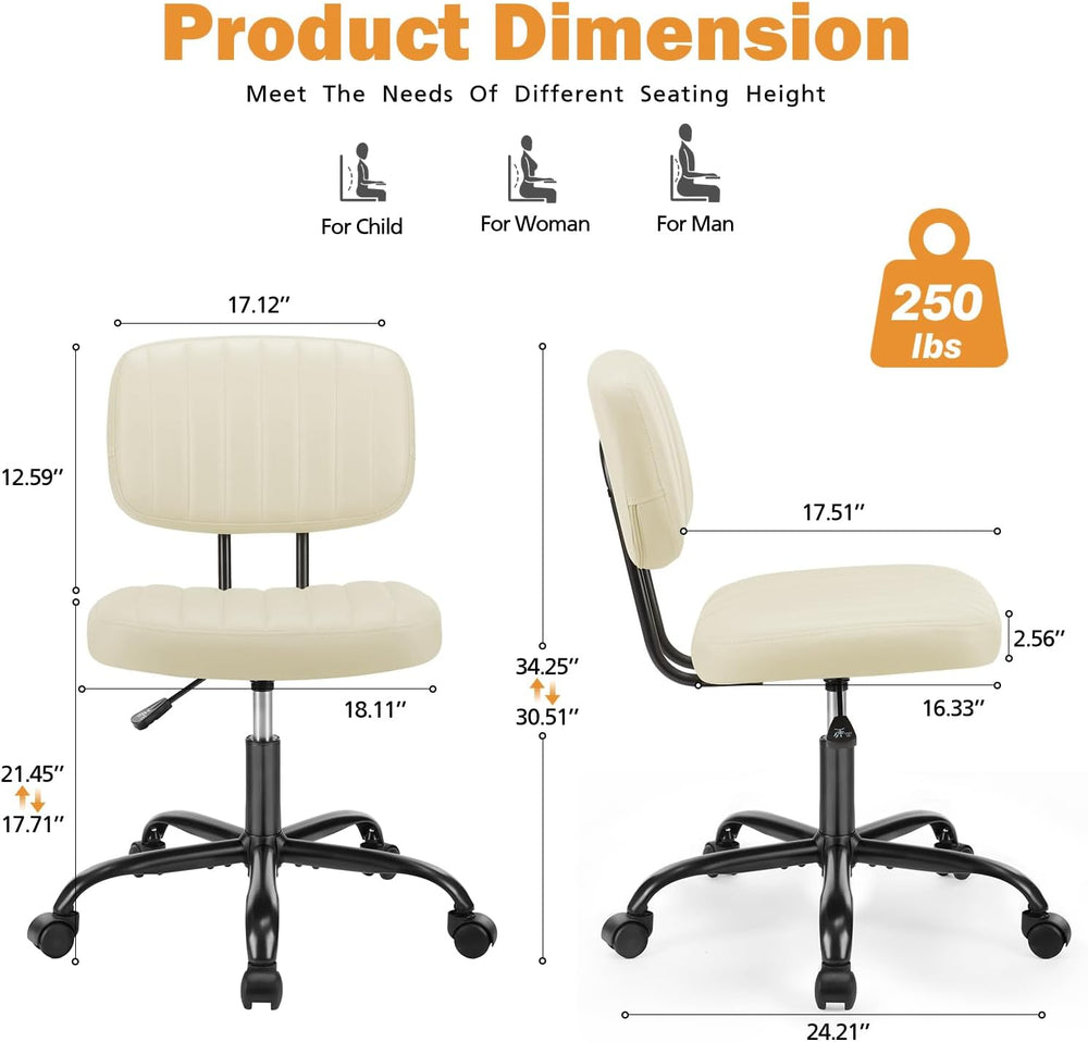 Sweetcrispy Office Desk Chair, Small Vanity Chair, Lumbar Support