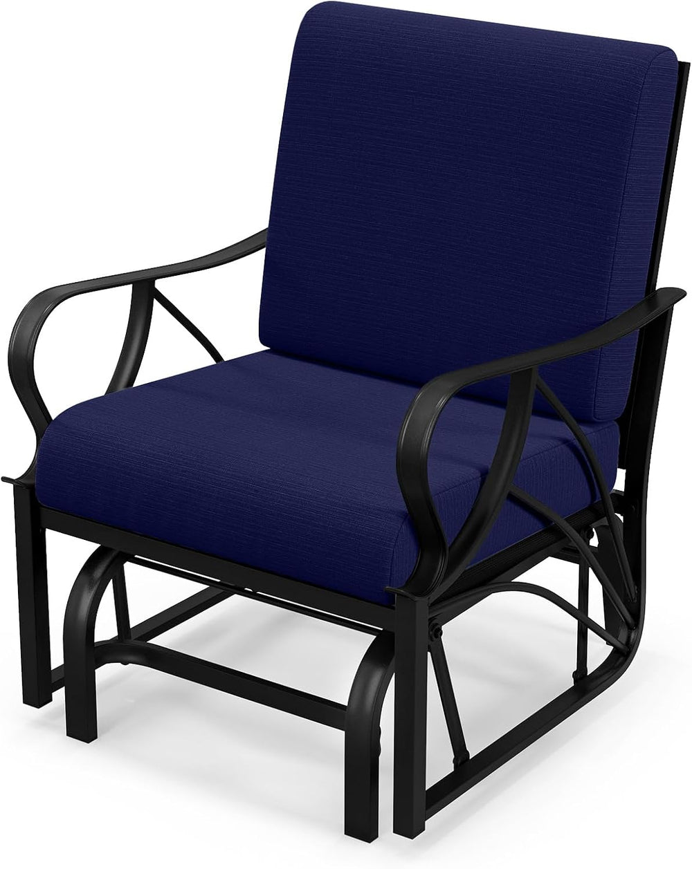 Tangkula Outdoor Patio Glider, Metal Framed Gliding Chair with Cushion, Ergon...