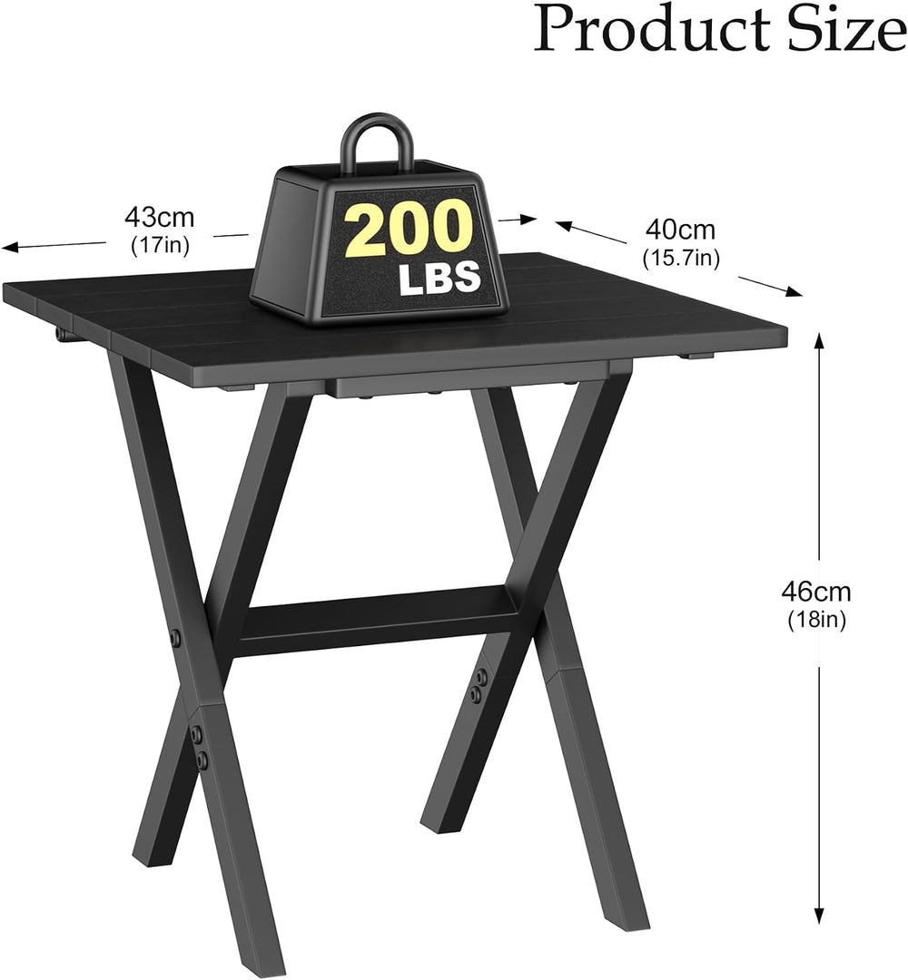 Outdoor Side Table Portable Folding Table Easy to Install,Black