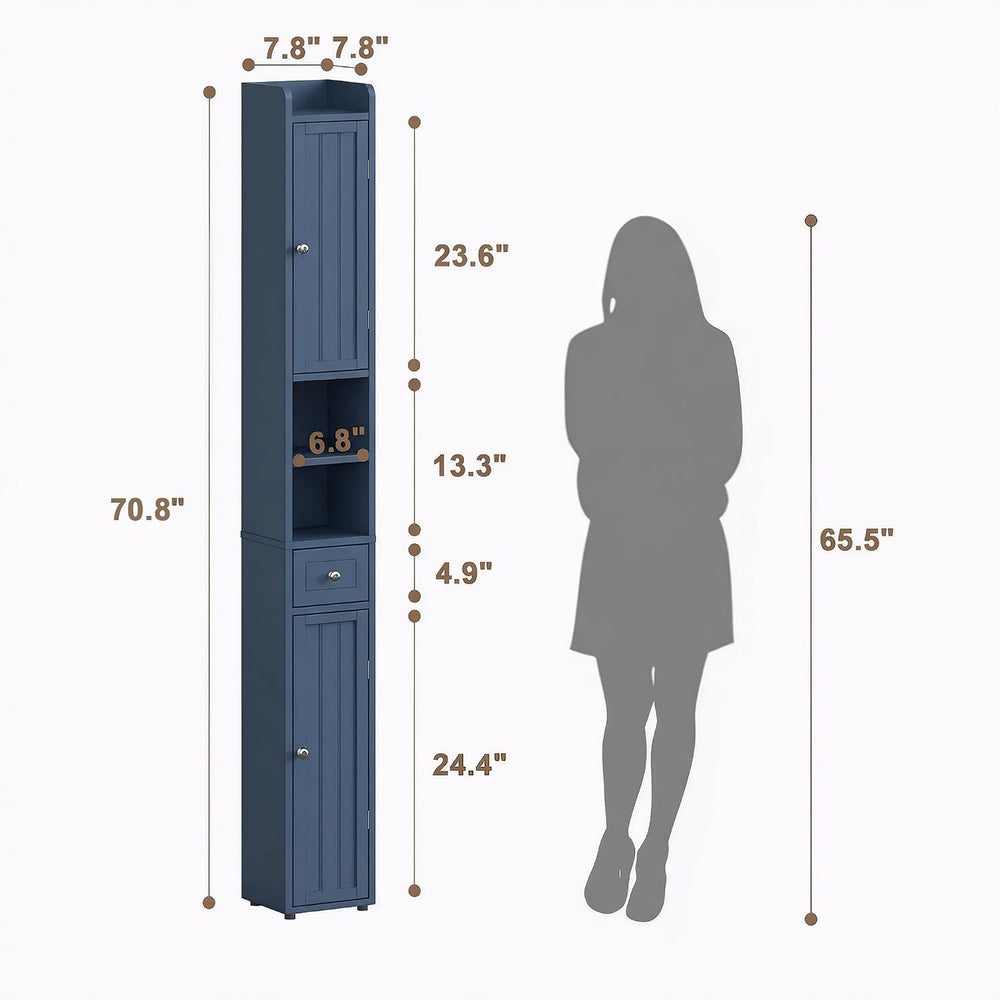 ChooChoo Narrow Bathroom Storage Cabinet with Adjustable Shelves and Drawer