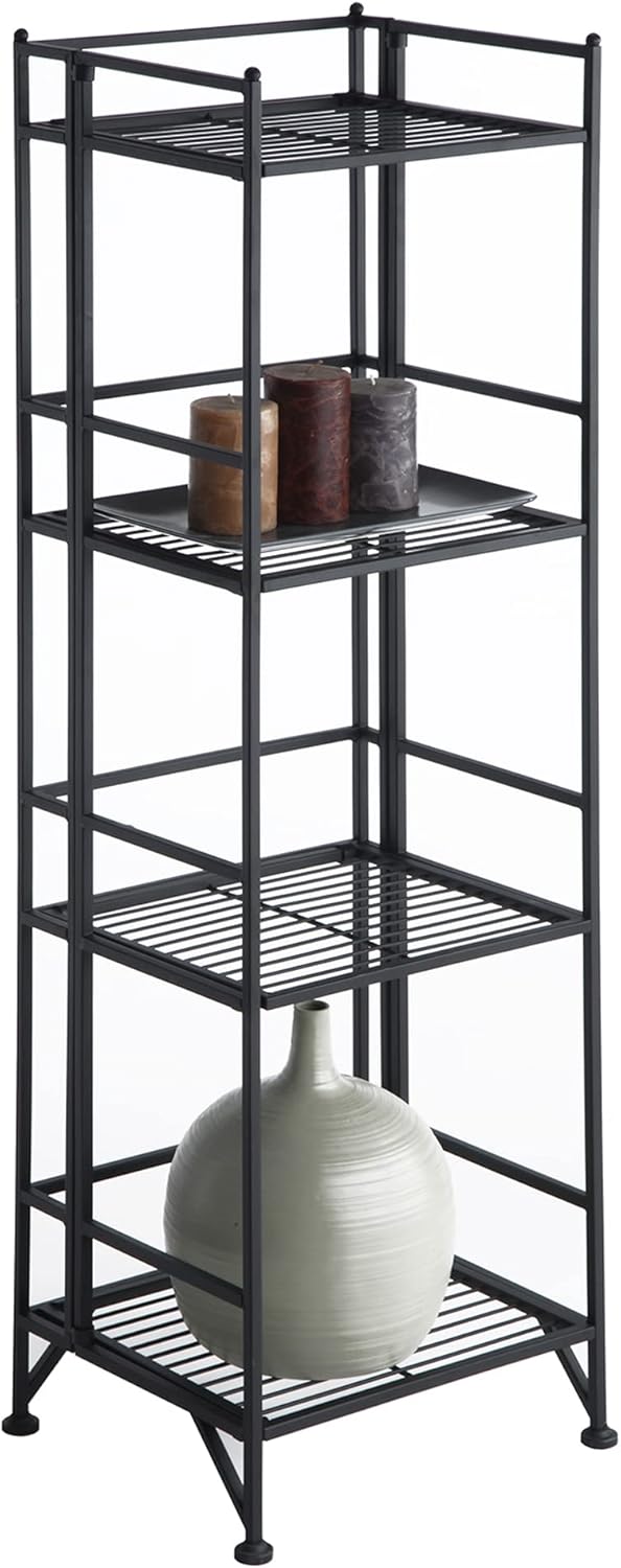 Convenience Concepts Xtra Storage 4 Tier Folding Metal Shelf, Black