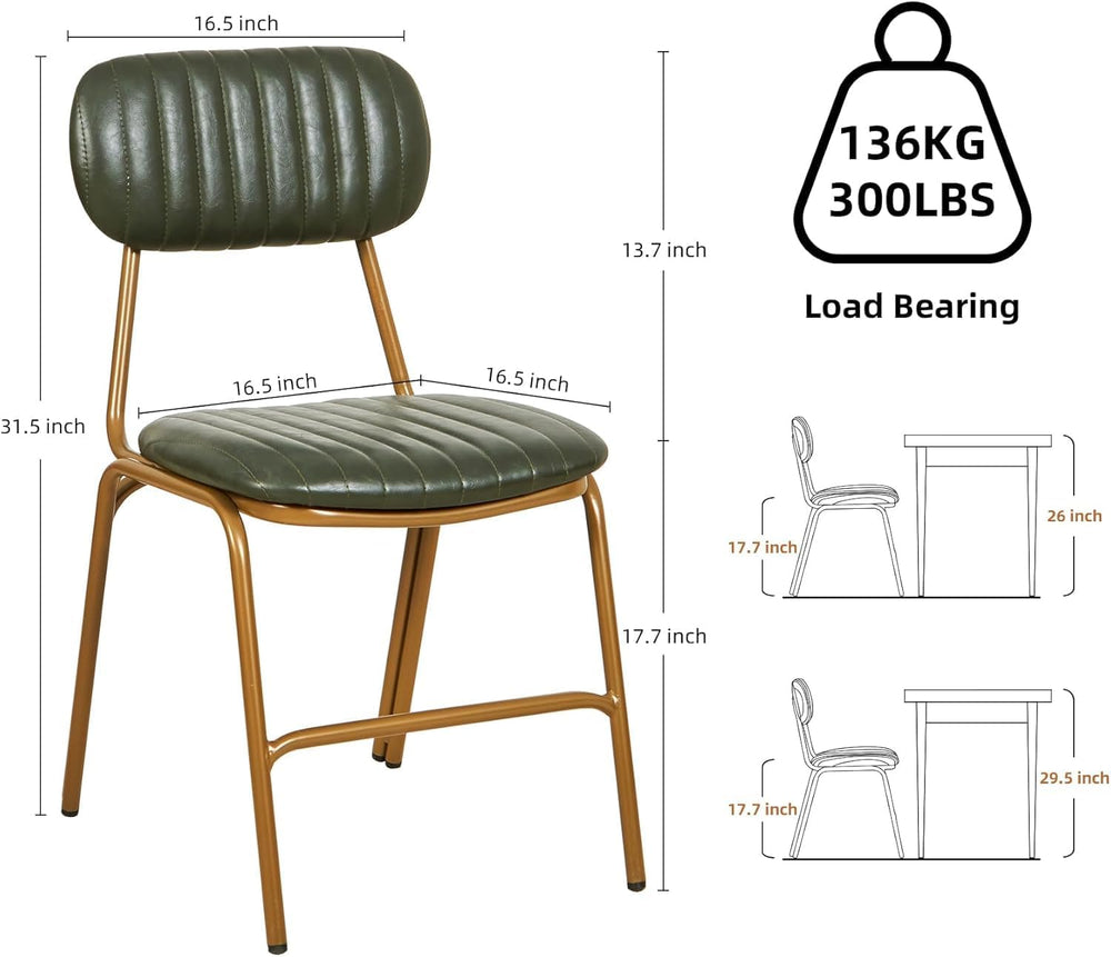 Mid Century Modern Dining Chairs Set of 4, Dark Green