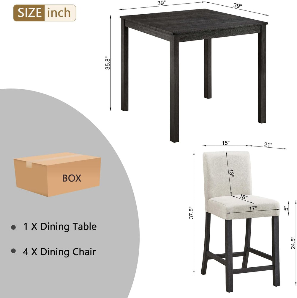 LUMISOL 5 Piece Counter Height Dining Table Set for 4 with Upholstered Chairs...