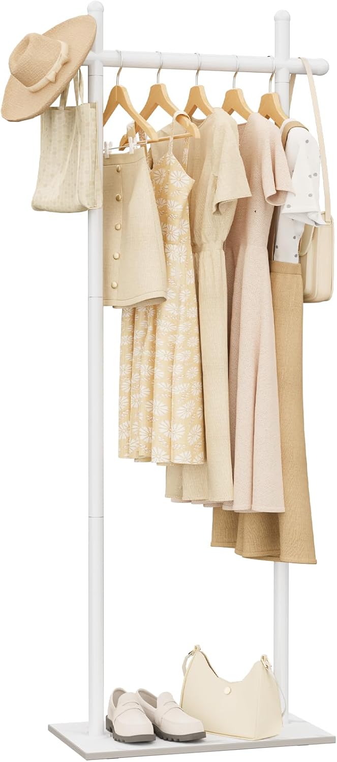 Industrial Clothes Racks,Metal Garment Trees,68.9in,White,Small