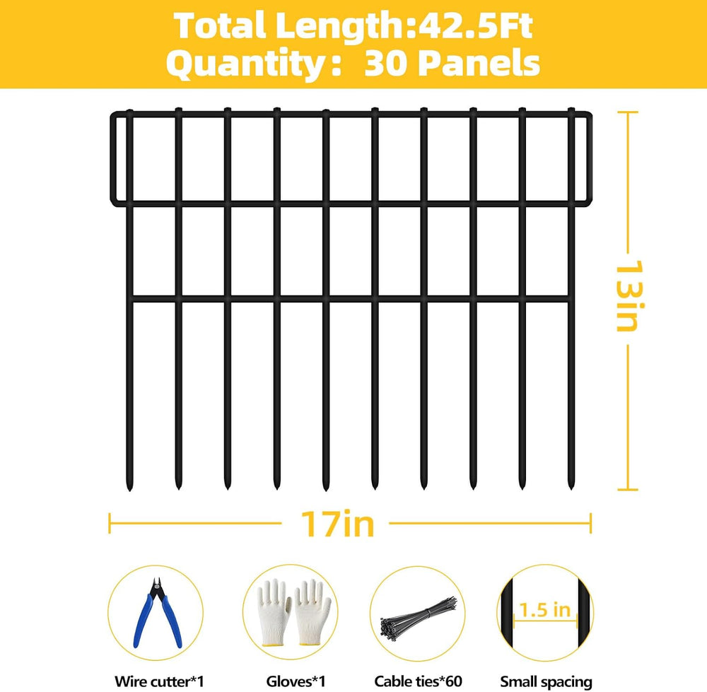 ULIOK 30 Panels Garden Fence Animal Barrier, Animal Barrier Fences No Dig Fen...