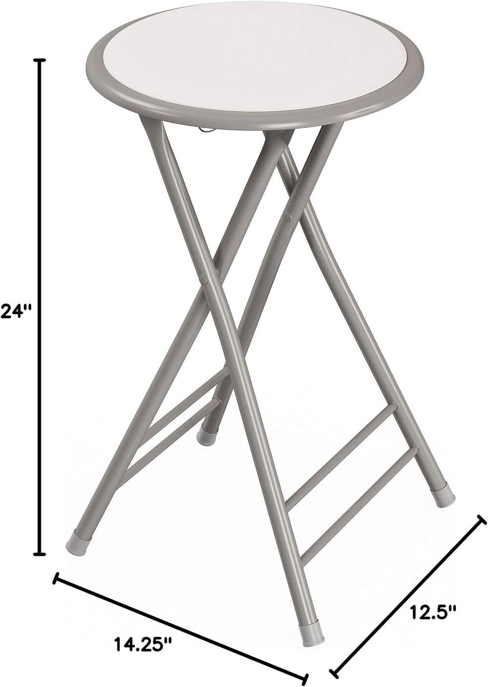 Lavish Home Folding Stool with Padded Backless Seat Set of 4, White, 24”