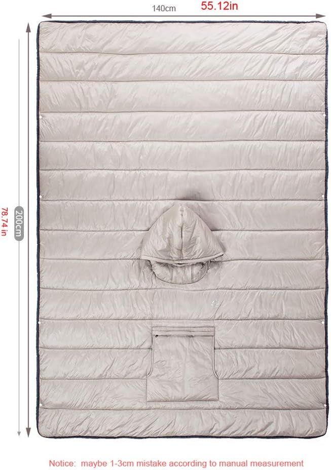 Camp Poncho Sleeping Bag Wearable Hooded Blanket - Envelope Lightweight Therm...