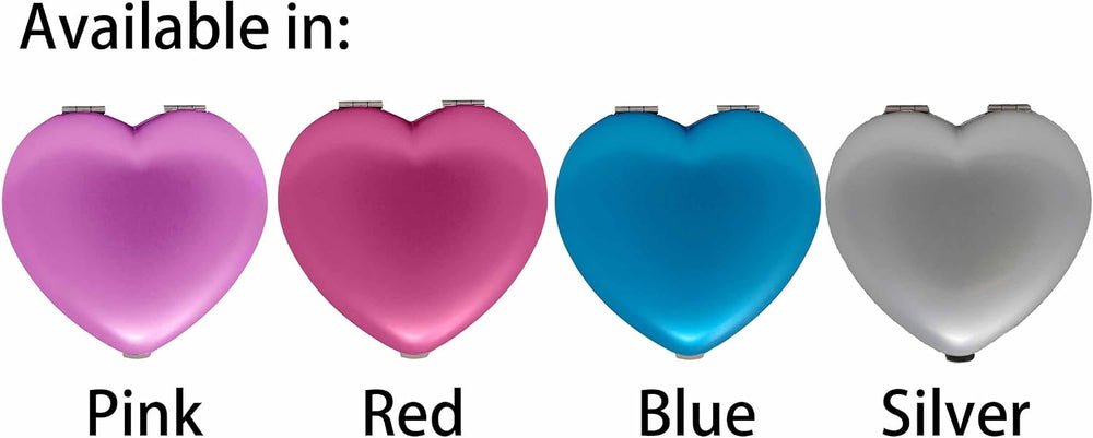 Set of 3 Contemporary Heart-Shaped Compact Mirrors with Reflective Finish (Blue)