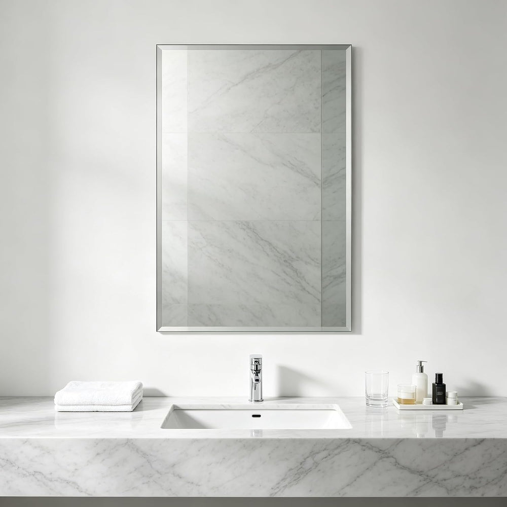 Bathroom Mirror for Over Sink 24x16 Inch Frameless Wall Mirror Rectangle