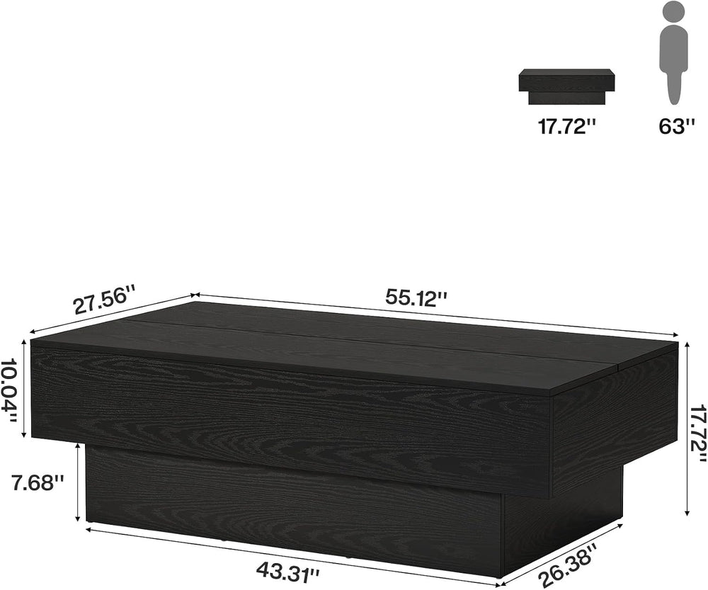 Tribesigns 55-Inch Wooden Coffee Table, Modern Rectangular Tea Table, Large C...