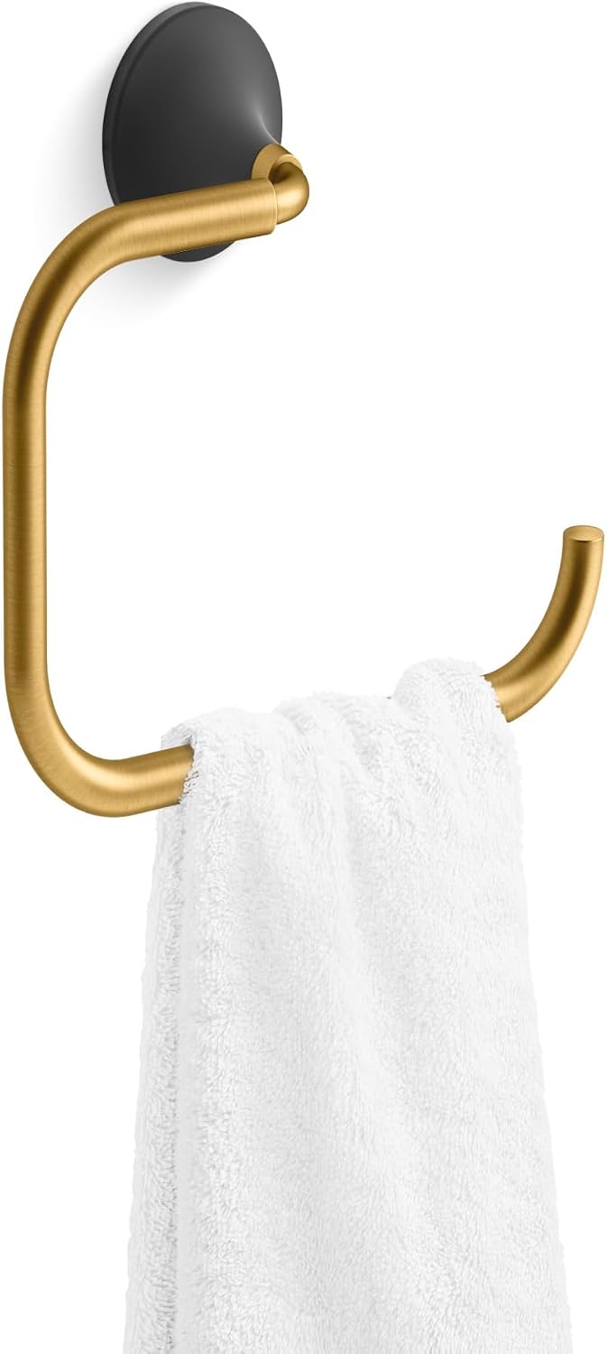 Kohler 27428-BMB Tone-Towel Ring, Matte Black w/Moderne Brass