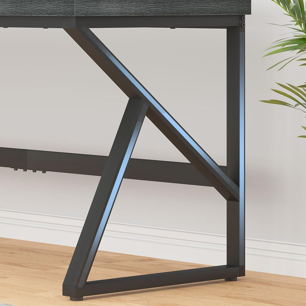 HSH 70" Extra Long Computer Desk, Industrial Gray Wood Home Office Desk