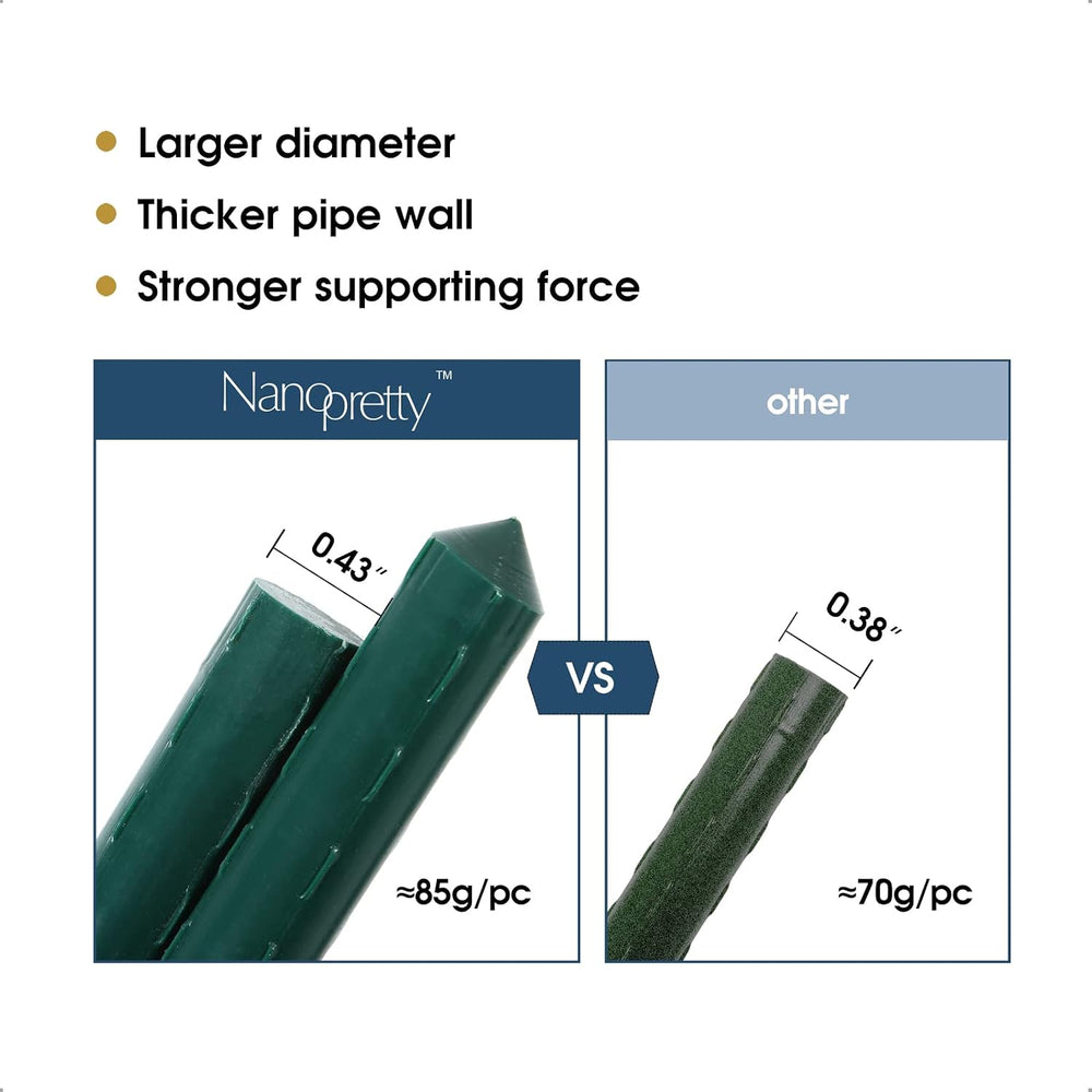 NANOPRETTY Garden Stakes 4FT Tomato Stakes for Outdoor Plant Support, 0.43 in...