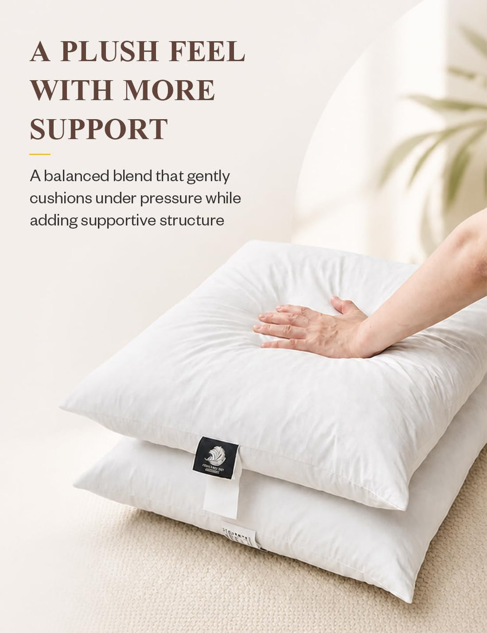 Soft Feather Throw Pillow Inserts, 18 x 18 Inches, Set of 2