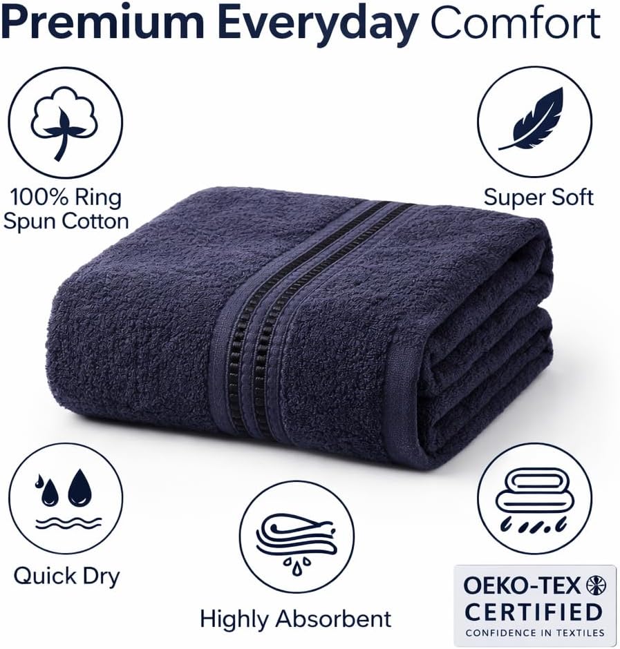 6 Pack Hair Towels 20”x38” – 100% Ring Spun Cotton Towels,Ultra Soft, Quick D...