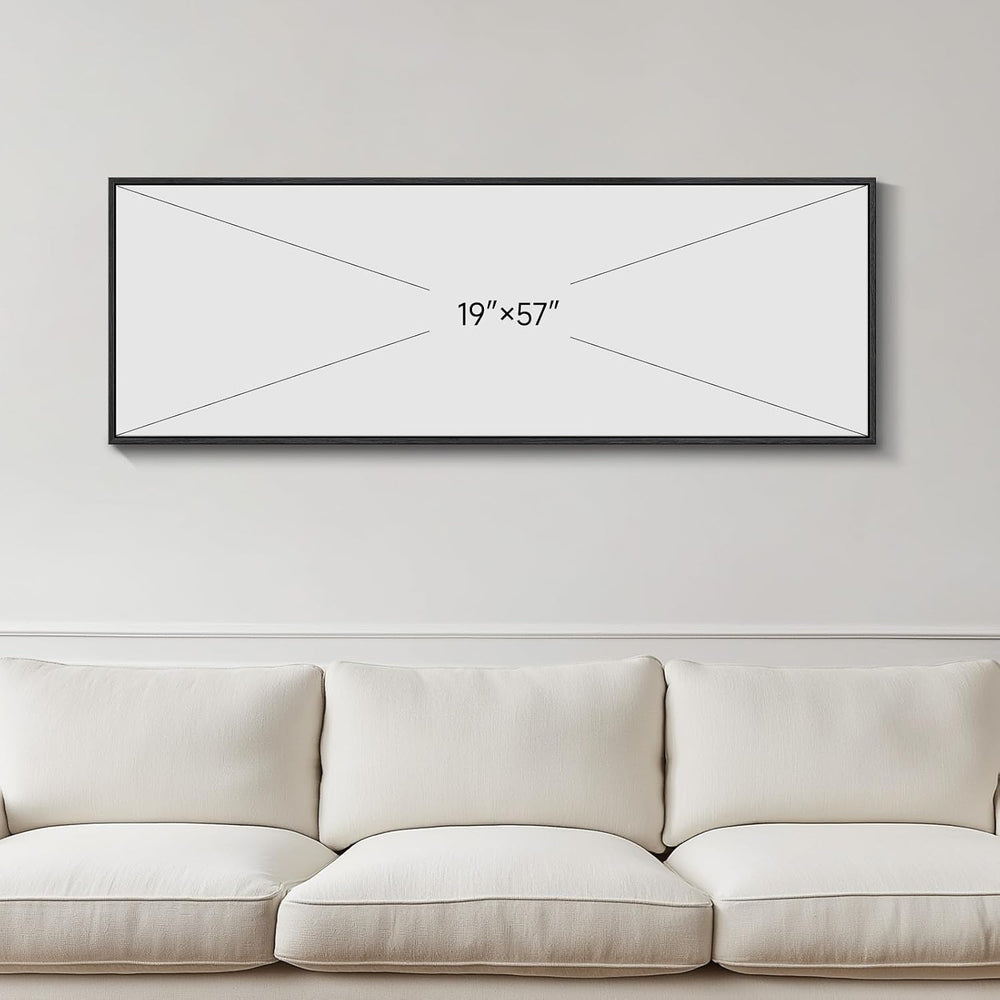 Large Framed Abstract Floral Wall Art for Living Room, Horizontal 60x20 In
