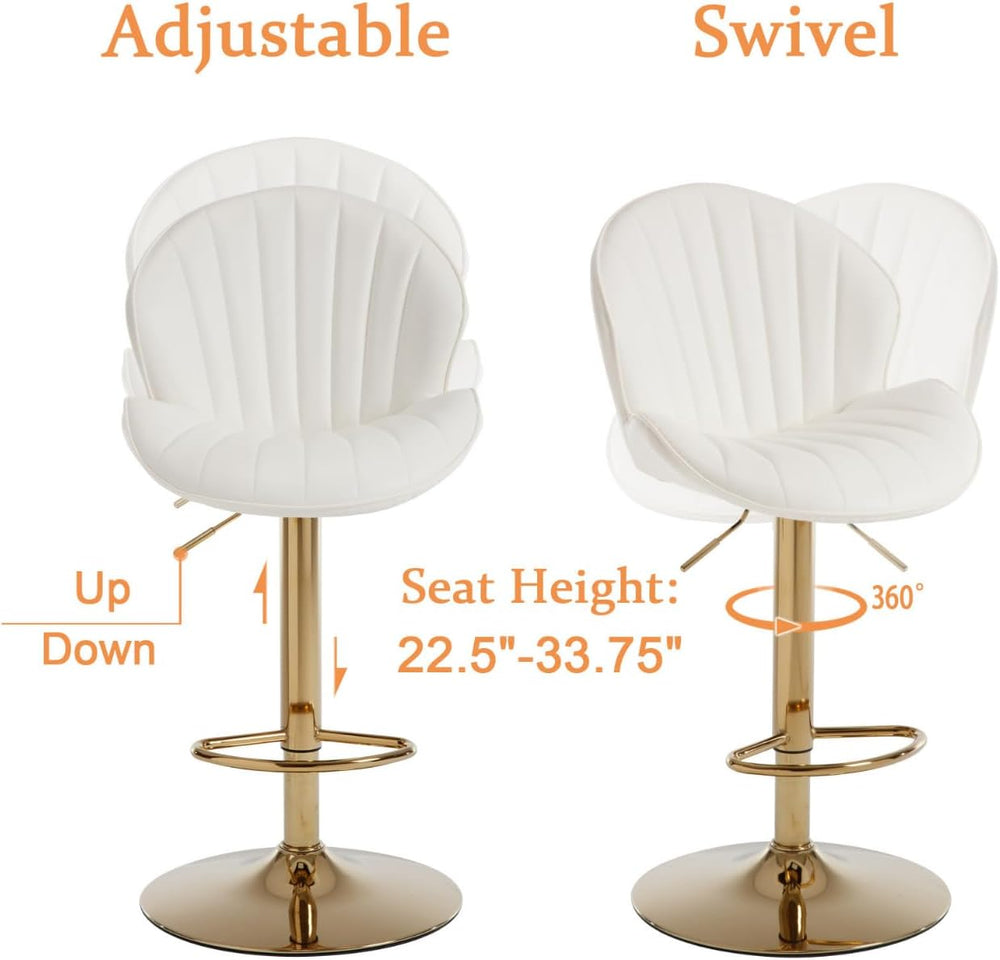 Shunzhi Modern Swivel Bar Stools Set of 4 Leather Adjustable Bar Height Barst...