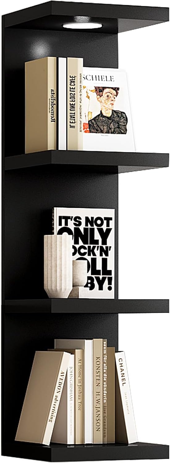 LitaEther Versatile 4 Tier Wall Shelf Unit,Black Lack Wall Shelf,Display Floa...