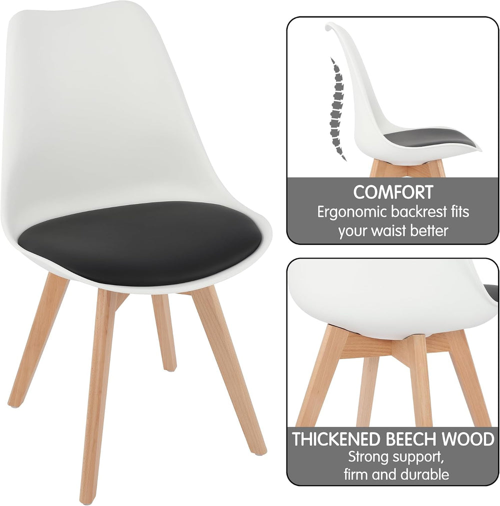 LSSBOUGHT Mid Century Modern Dining Chairs,Shell Lounge Plastic Side Chair wi...