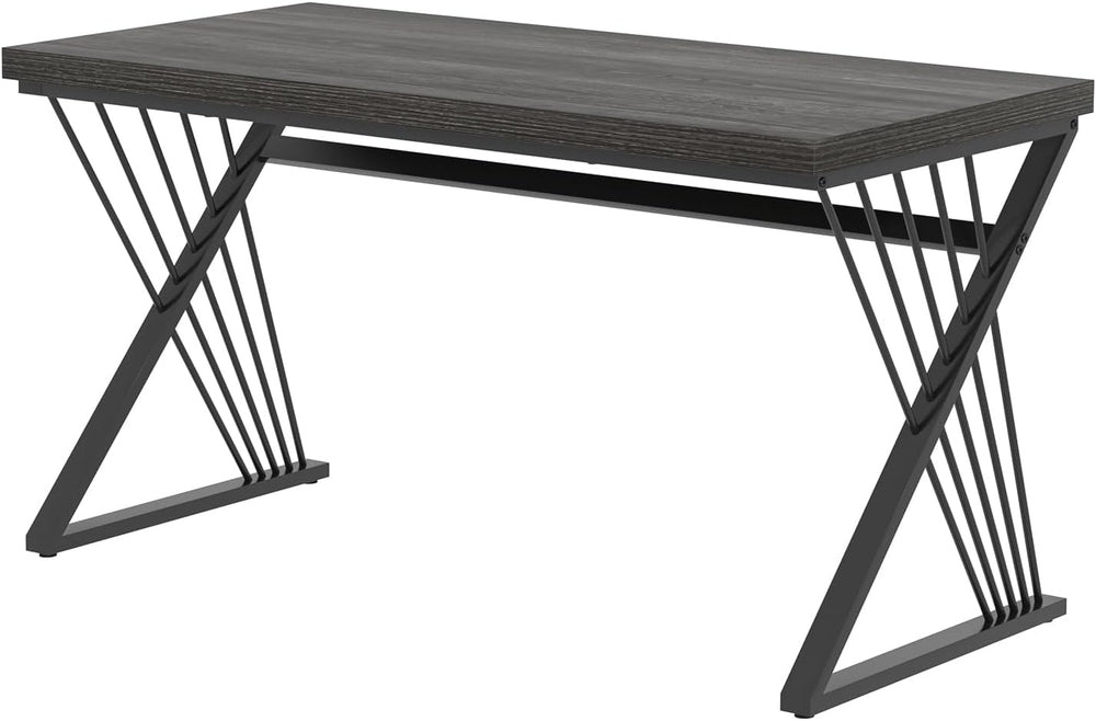 FOLUBAN Modern Home Office Desk, Rustic Wood and Metal Computer Desk, Writing...