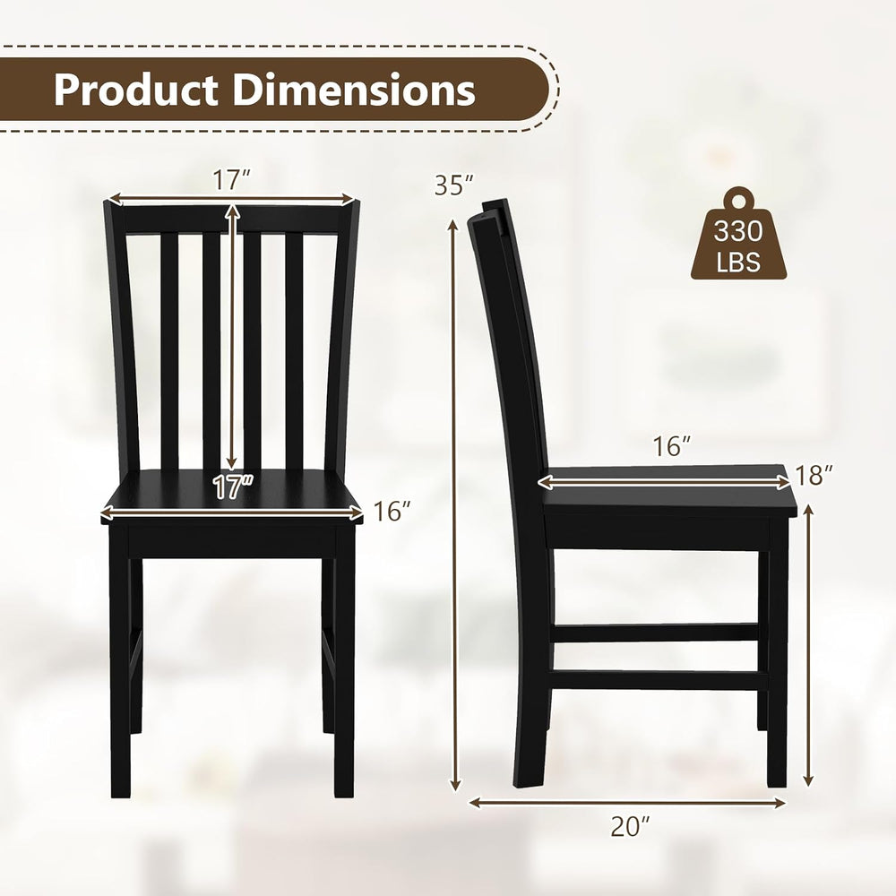 GIANTEX Black Dining Chairs Set of 4, Solid Rubber Wood Kitchen Chairs