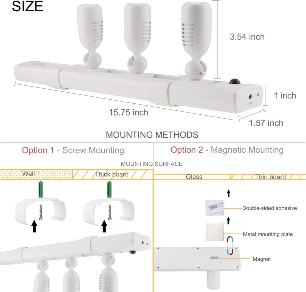 HONWELL Track Lighting LED Spotlights with 3 Rotatable Lights Heads, Under Ca...