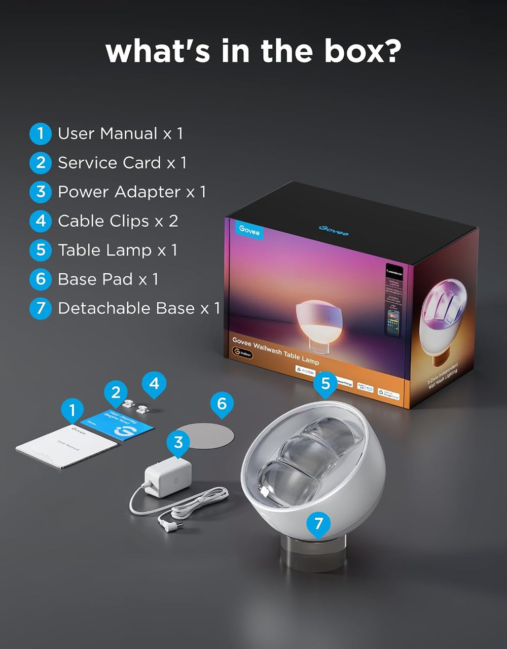Govee Wallwasher Smart Table Lamp with Dual-Light Source Night Light Corded