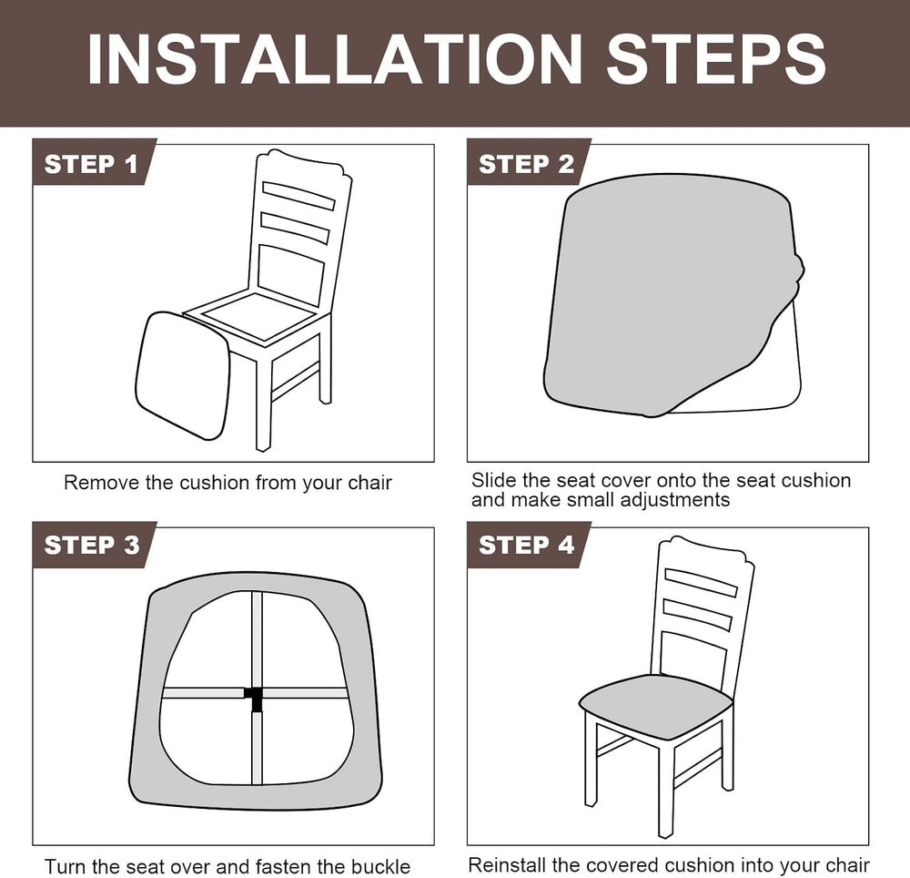 Genina Waterproof Dining Chair Covers Stretch Seat Covers, 4Pack
