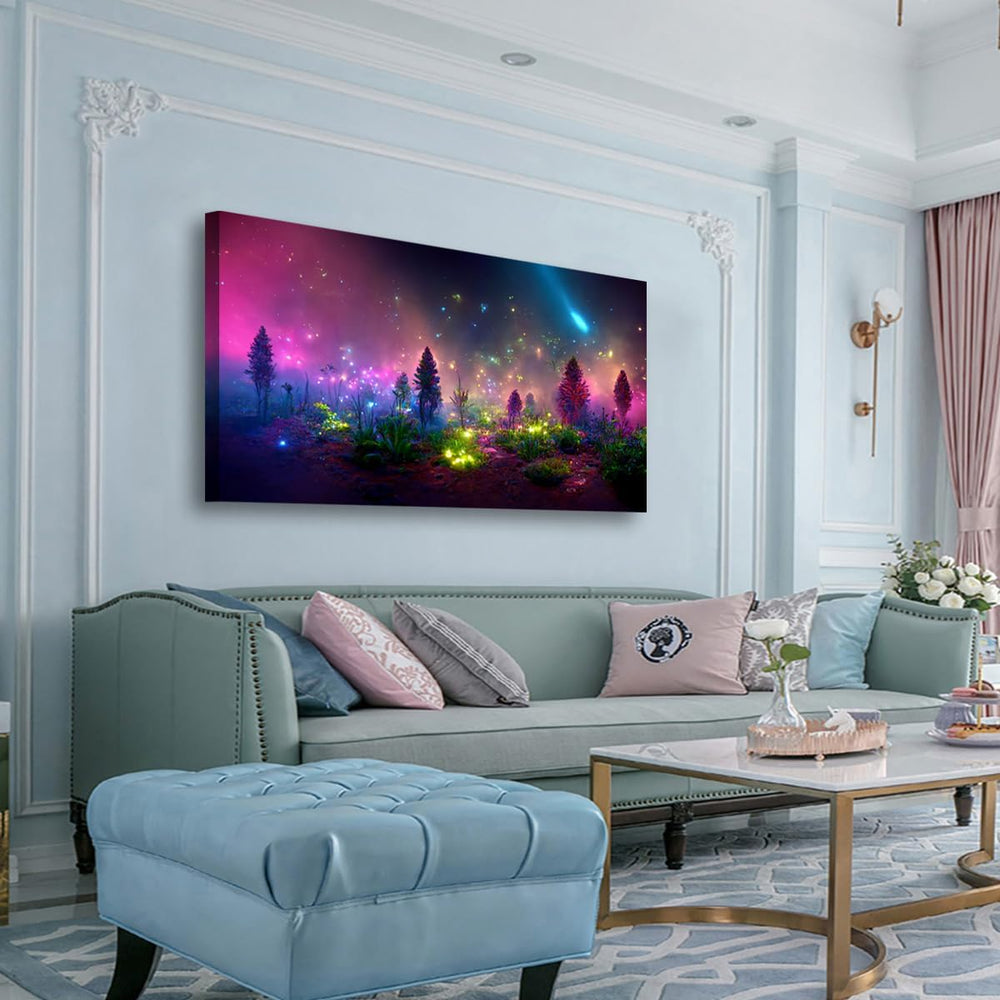 Fantastic Starry light Canvas Wall Art for Living room Office Bedroom Purple ...