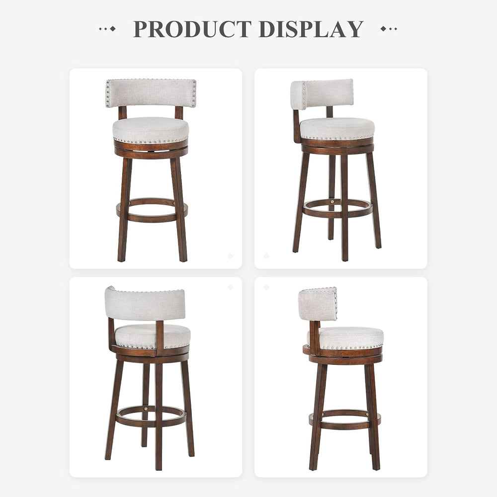 COLAMY Swivel Bar Stool Set of 2, Bar Height Bar Chair, Modern Barstool with ...