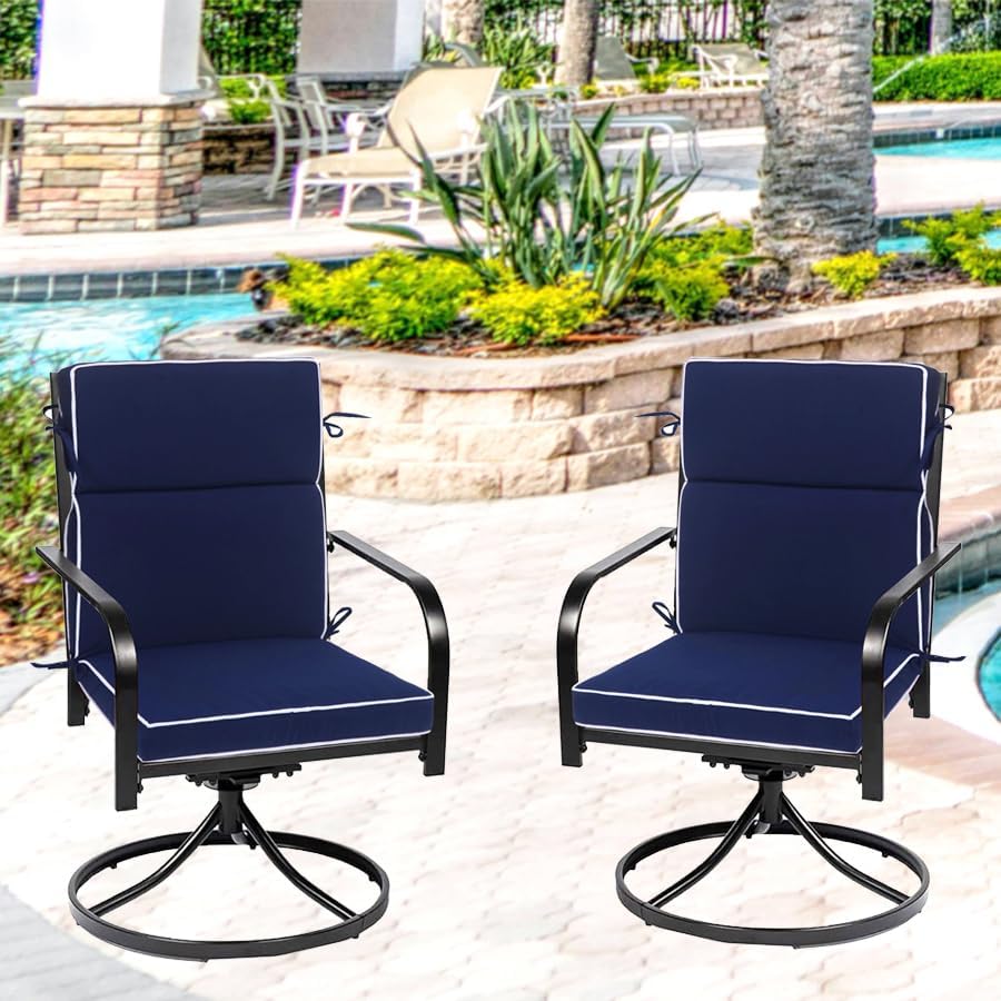 Outdoor Patio Chair Cushions Set of 2, Water Resistant Adirondack Chair Cushi...