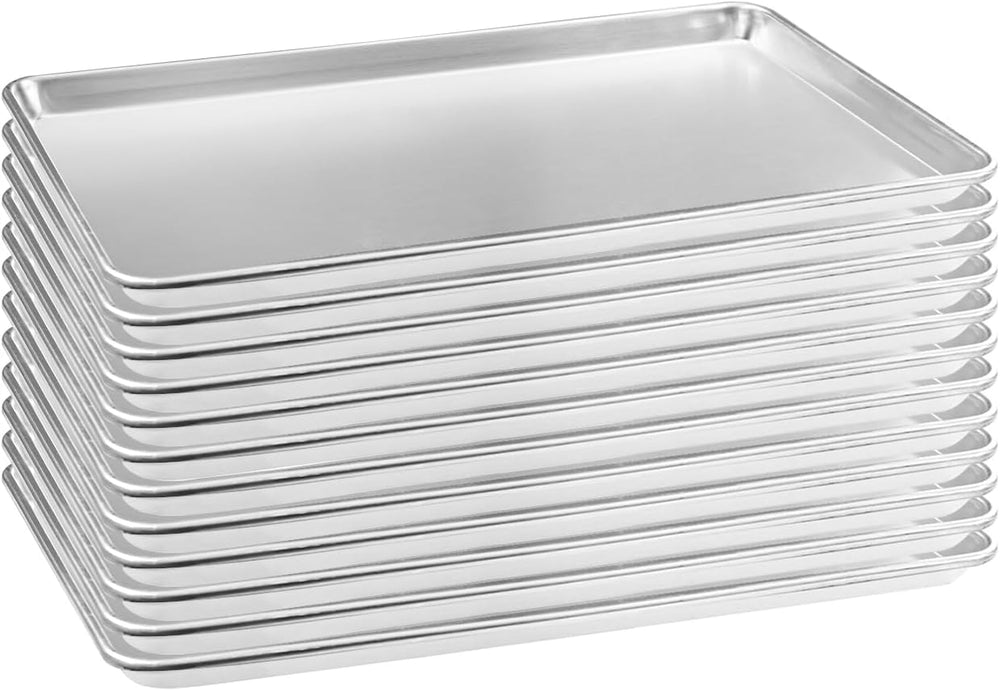 HARDURA Aluminum Baking Sheet Pan 18"L X 13"W X 1"H, 12Packs