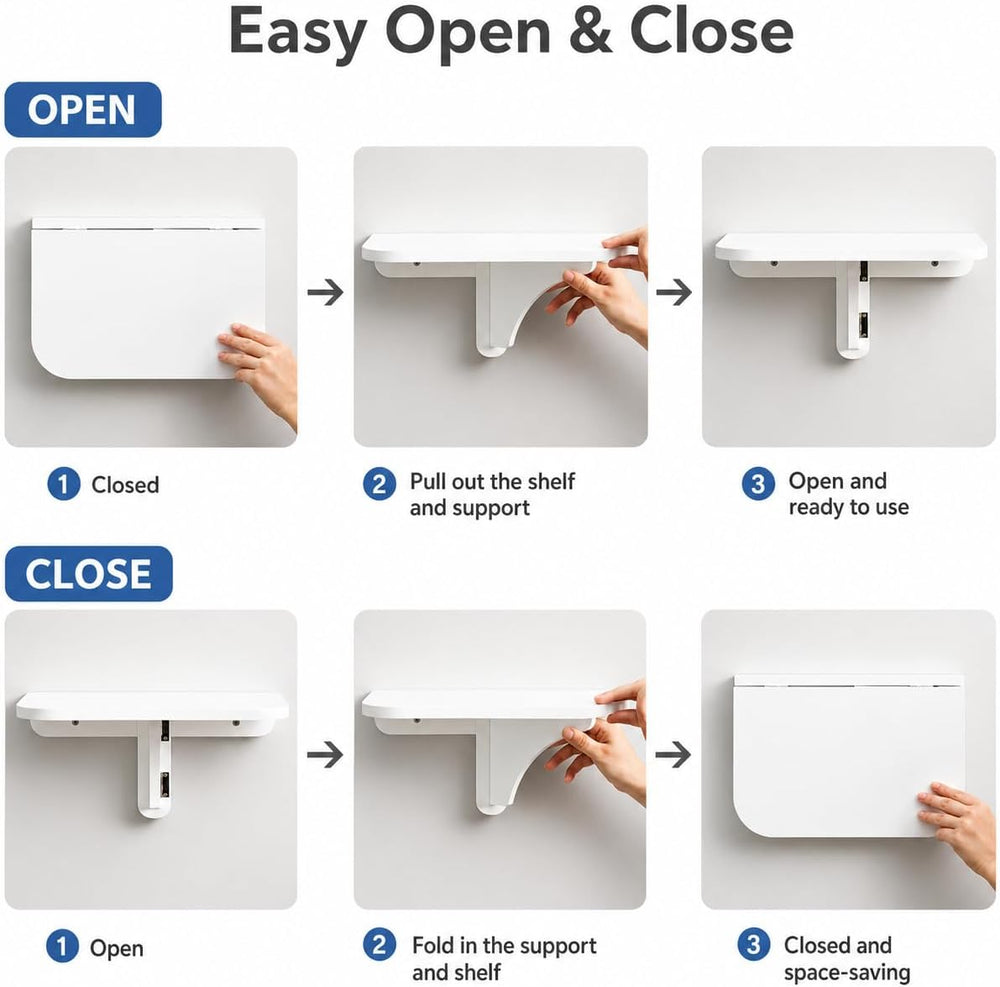WELLAND 11.8" x 8.25" White Wall Mounted Desk Small Floating Shelve...