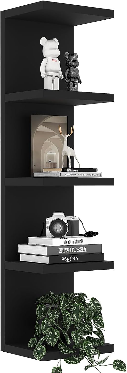 LitaEther 5 Tier Lack Floating Shelf, Black Wall Shelf Unit,Display Shelf