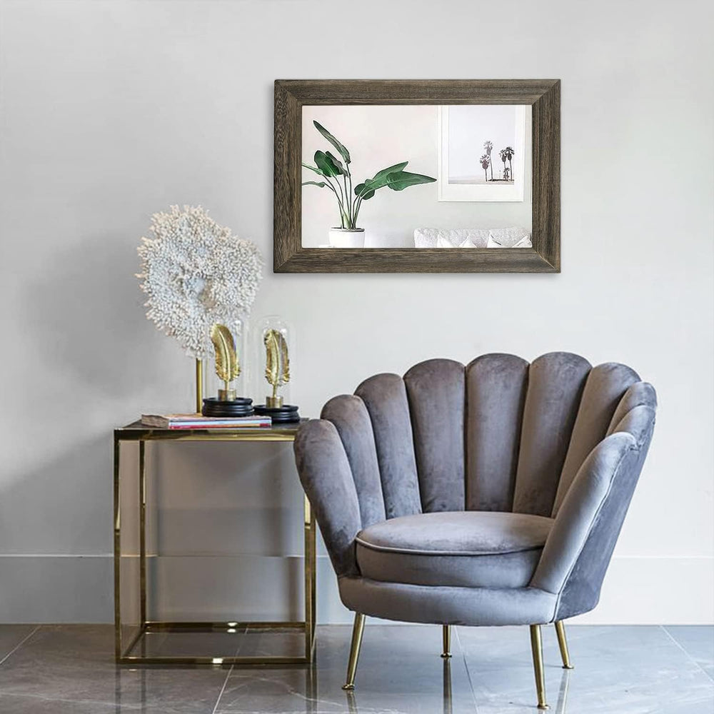 Retro Wall Mirror with Wood Framed Large Rectangle Hanging Mirrors 20"x1...