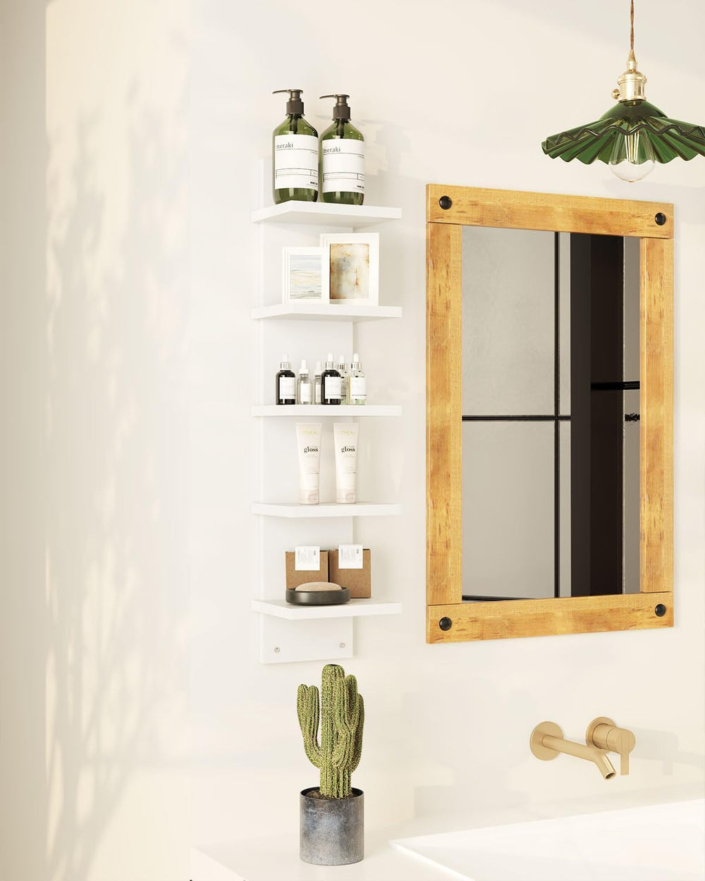 IBUYKE 5 Tier Wall Shelf Unit,White Vertical Shelf WBC009W