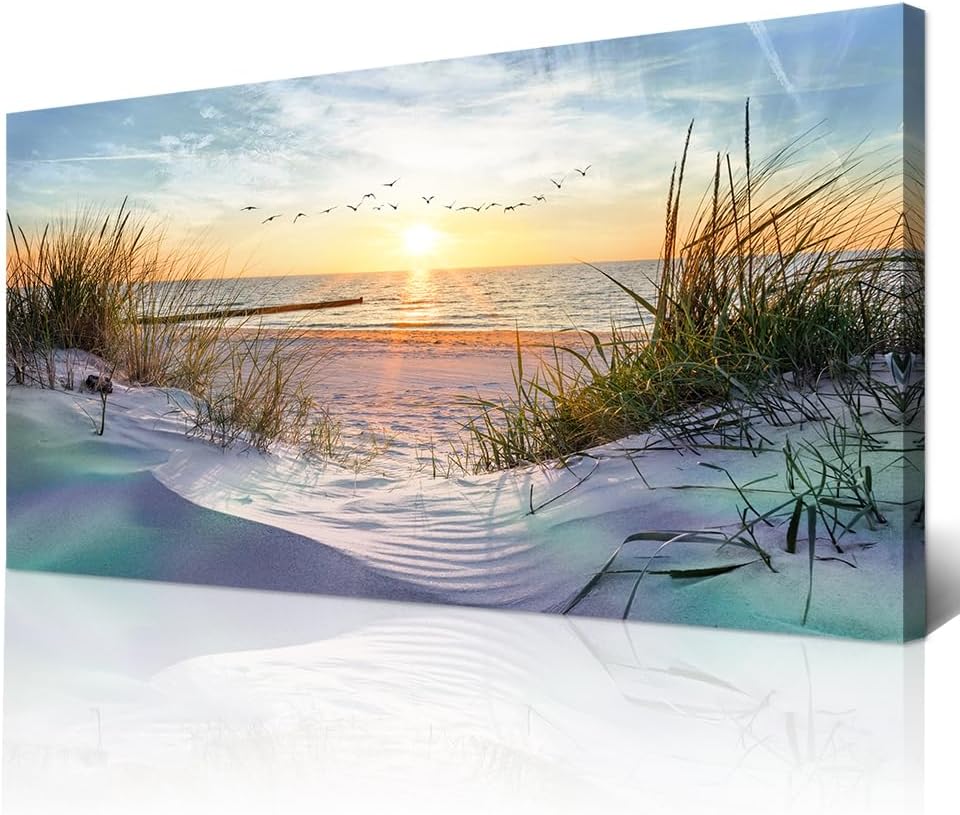 Wapluam Canvas Wall Art For Living Room Wall Decor For Bedroom Blue Sea Beach...