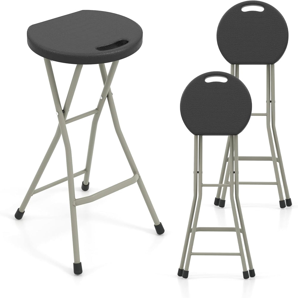 GYMAX Folding Stool, 28in Portable Collapsible Bar Stool with Handle & St...