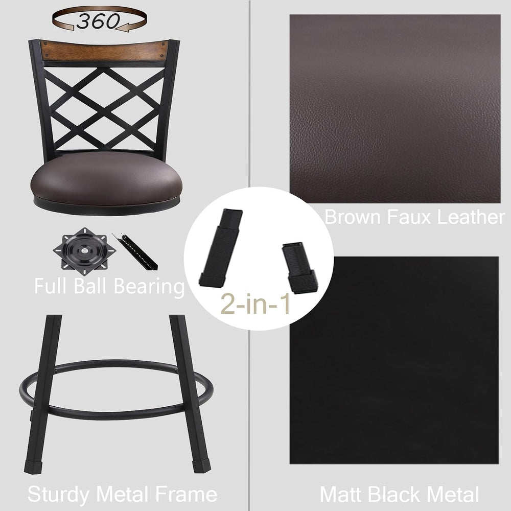Set of 4 Swivel Bar Stools with Backs, 2-in-1 Adjustable 25"/30" He...