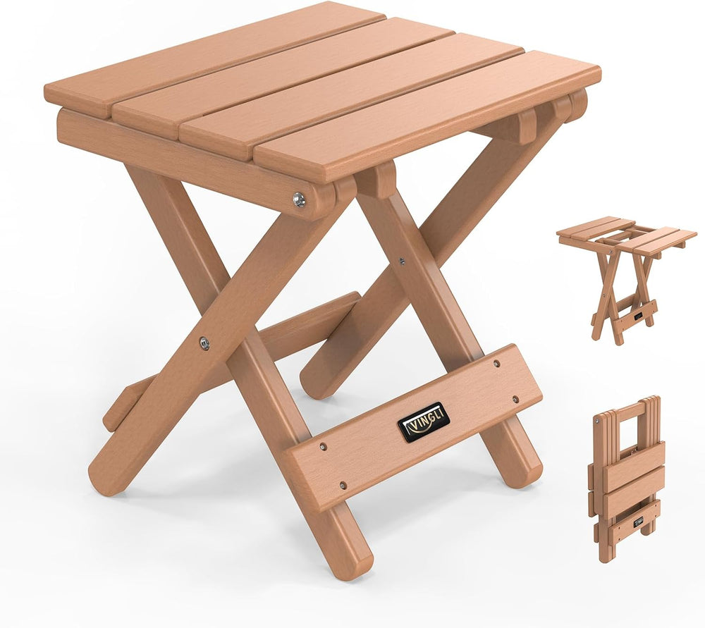 VINGLI Small HDPE Folding Side Table, Plastic Waterproof Portable Adirondack ...