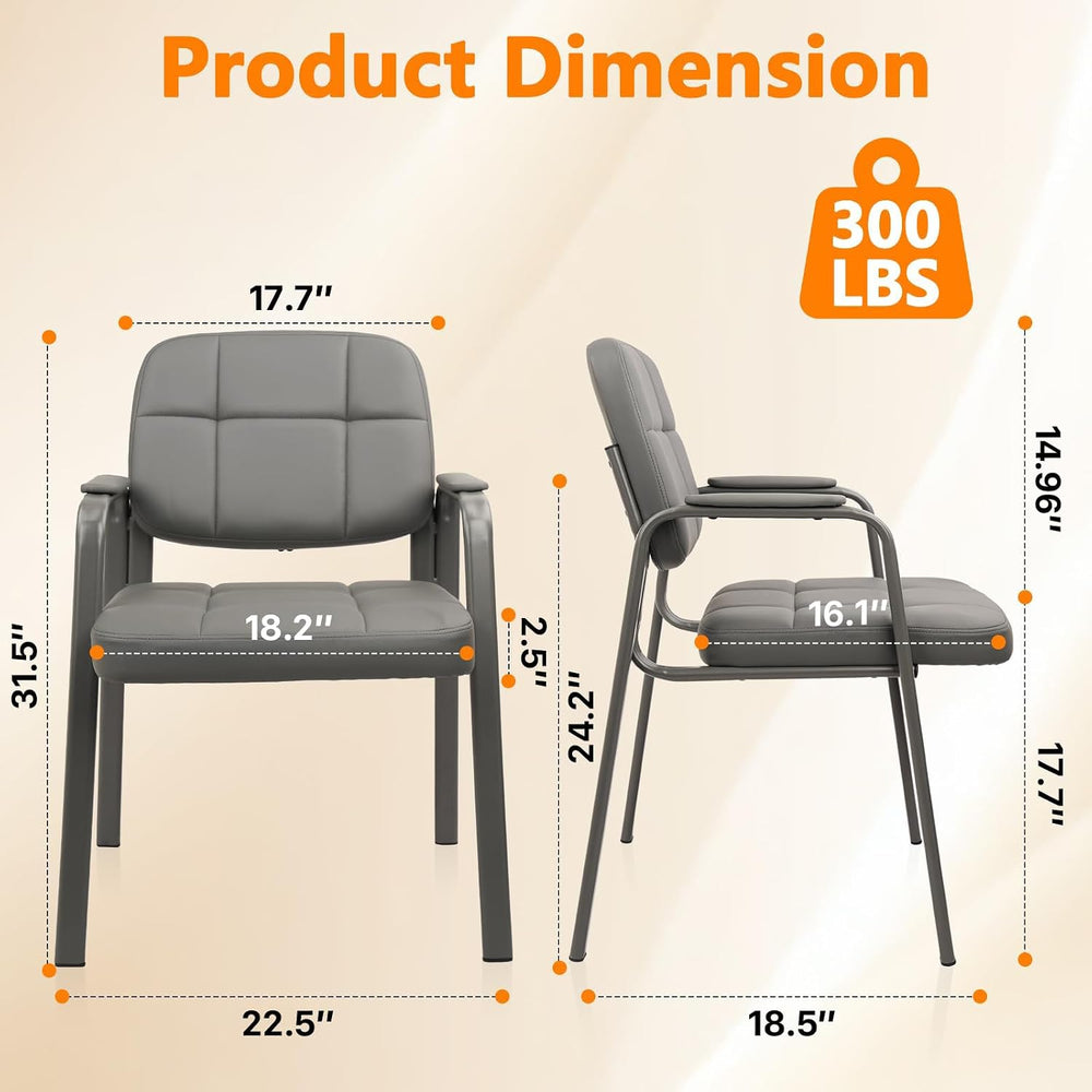 CLATINA Waiting Room Guest Chair with Bonded Leather Padded Arm Rest for Offi...