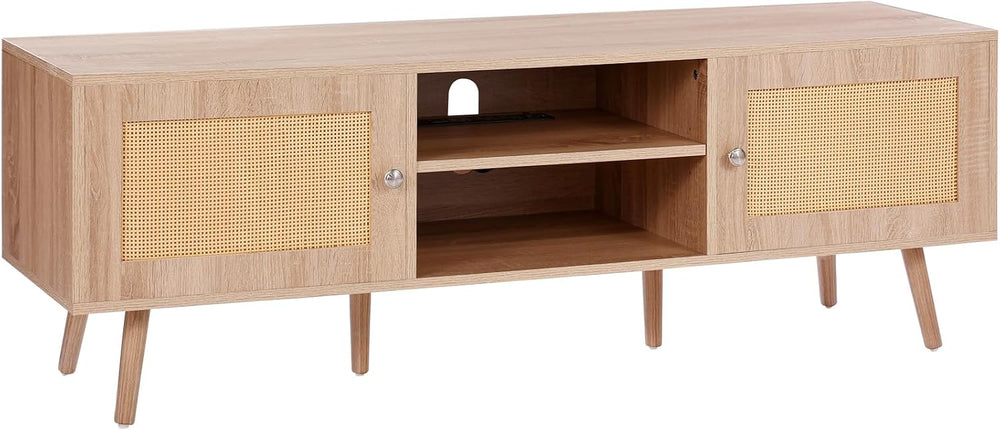 VEVOR Rattan TV Stand, Mid Century Modern TV Stand for 65 inch TV, Boho Ratta...