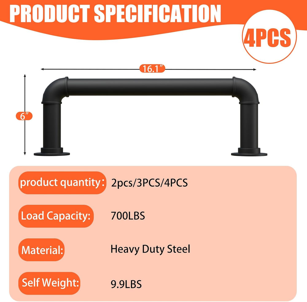 4-Step Wall Mounted Ladder, Heavy Duty 700lbs Capacity Steel Pipe Fire Escape...