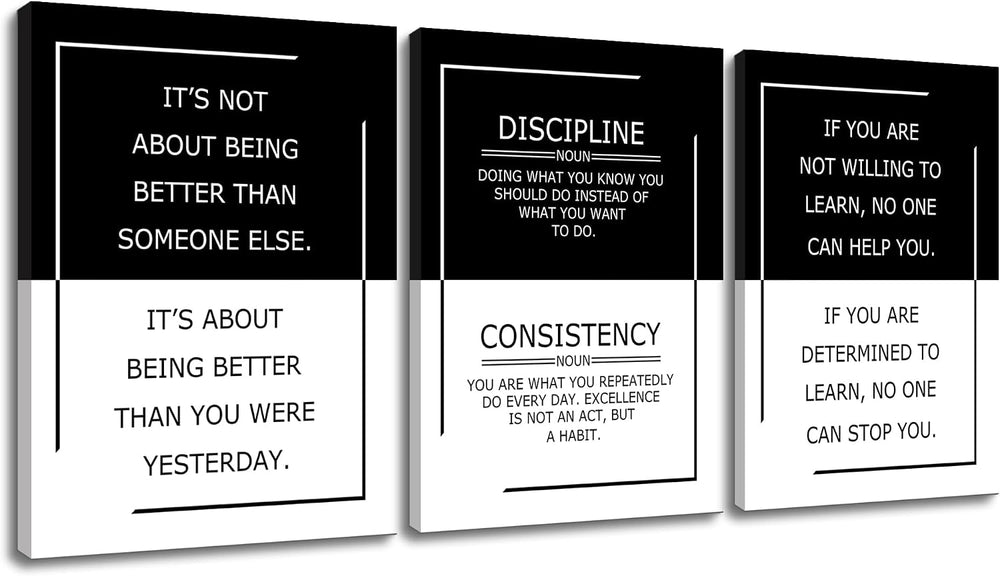 YSPCSUN Growth Discipline Learning 3 Piece Canvas Wall Art Office Decor