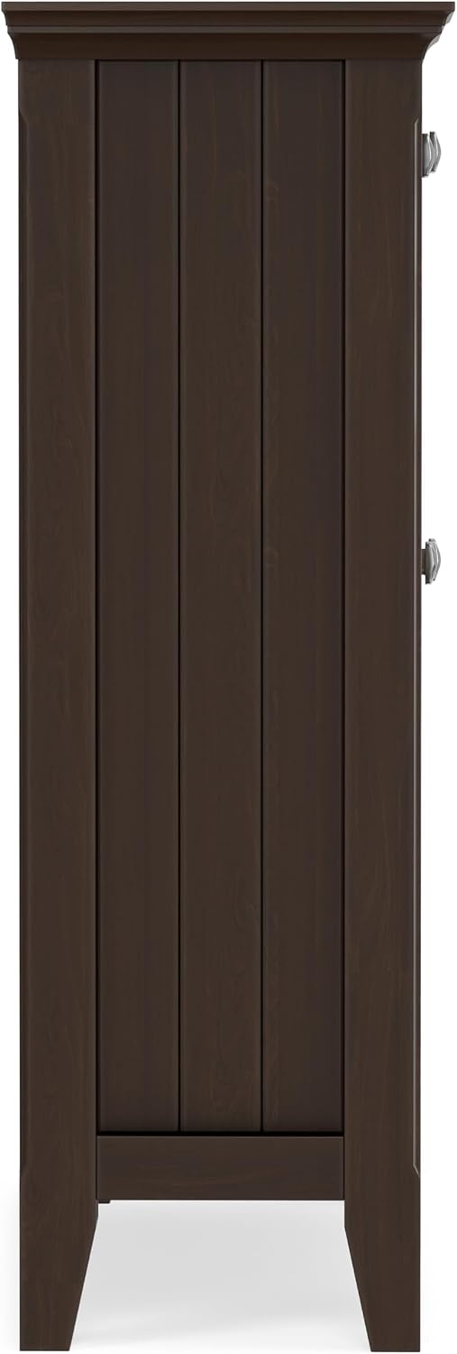 SIMPLIHOME Acadian 36" Wide Solid Wood Cabinet in Natural Aged Brown