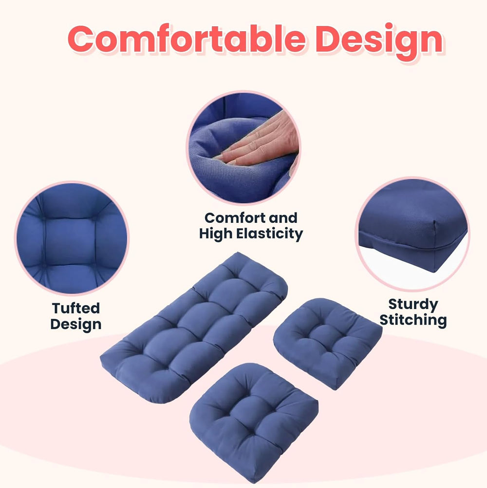 Wicker Chair Cushions 3 Piece Set, Waterproof Outdoor Cushion for Patio Furni...
