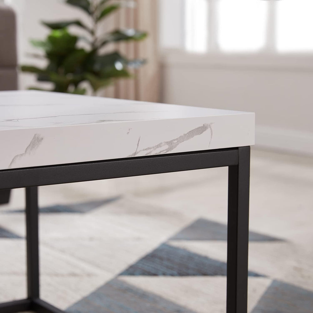 CENSI 47-Inch White Marble Coffee Table/Center Table