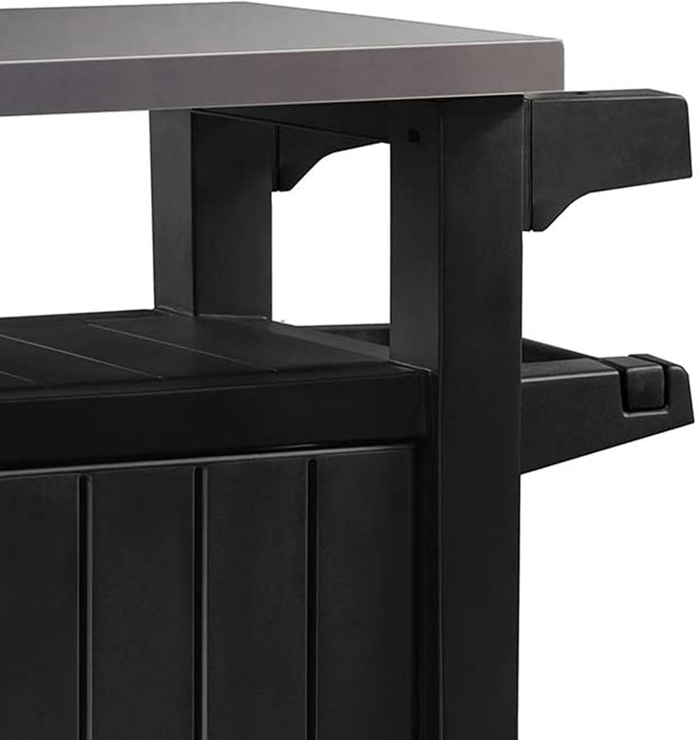 Keter Unity Small 40 Gallon Grill Prep Table and Storage Cart, Grey – BBQ Sta...