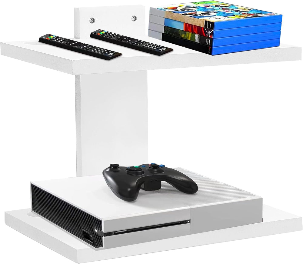 2‑Tier Floating Wall Mount TV Shelf for Projector & DVD Player,White
